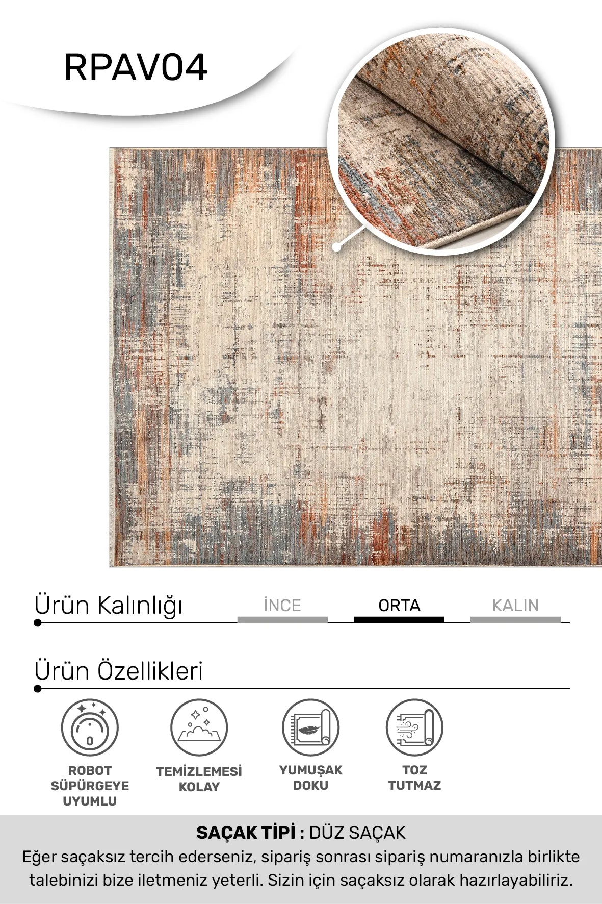 Gliven Bej Turuncu Soyut Desenli Modern Salon Halısı – mekânda kullanım