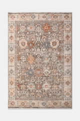 Gliven Grey Orange Floral Pattern Modern Living Room Rug