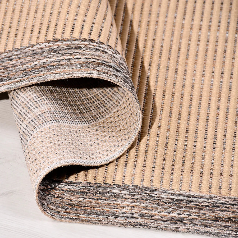 Kaelo Bej Kahverengi Çizgili Modern Sisal Halı – genel görünüm