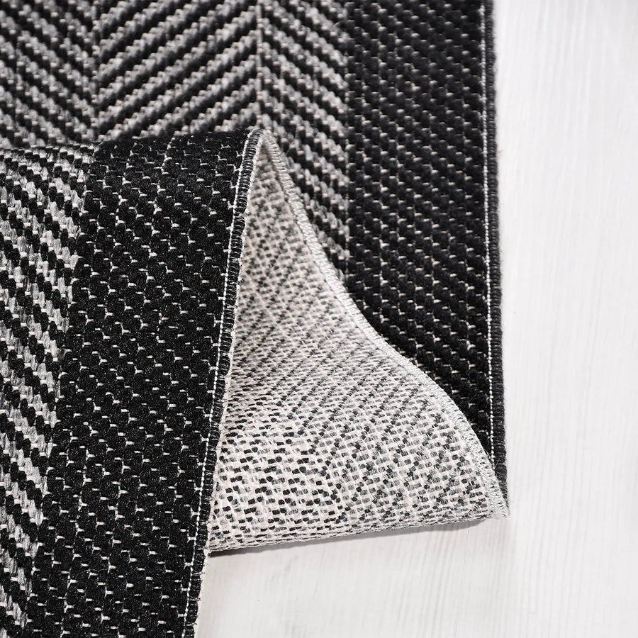 Kaelo Siyah Gri Geometrik Modern Sisal Halı