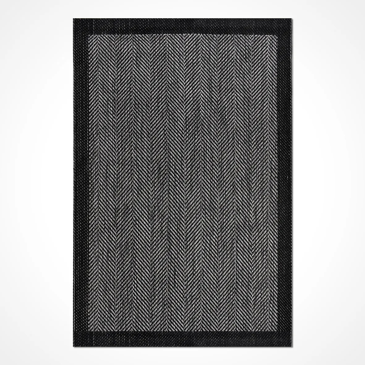 Kaelo Siyah Gri Geometrik Modern Sisal Halı – kenar detayı