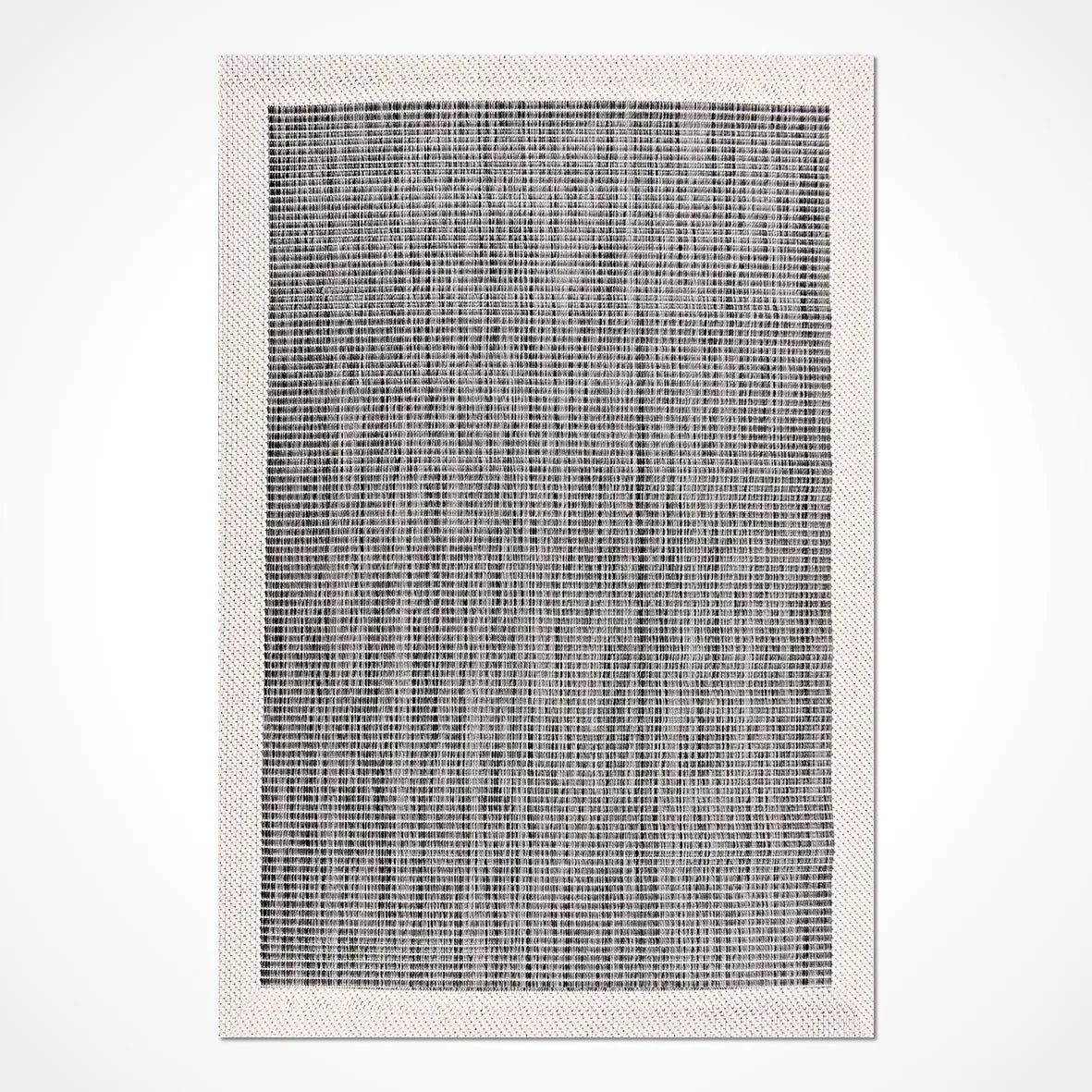 Kaelo Gri Beyaz Modern Geometrik Kabartmalı Sisal Halı – kenar detayı