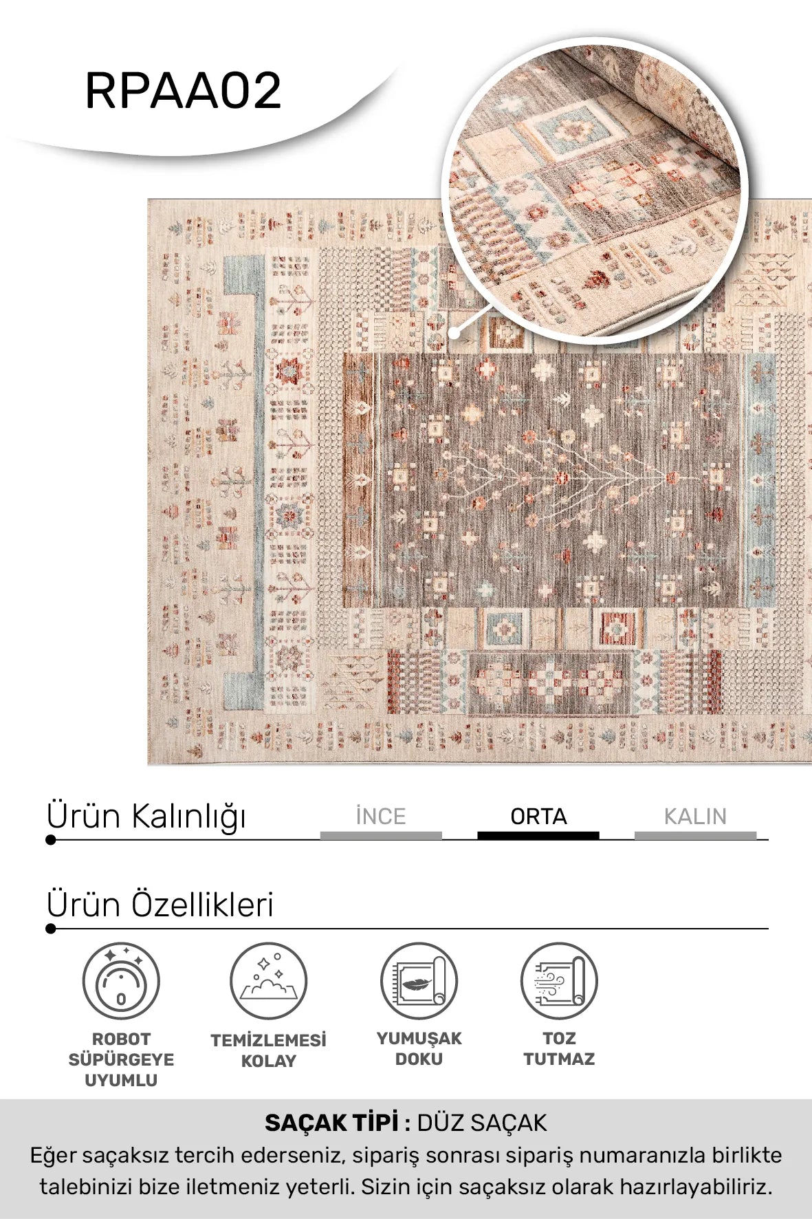 Oreni Bej Gri Geometrik Desenli Modern Makine Halısı – mekânda kullanım