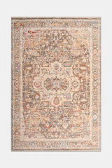 Oreni Grey Beige Medallion Pattern Classic Living Room Rug