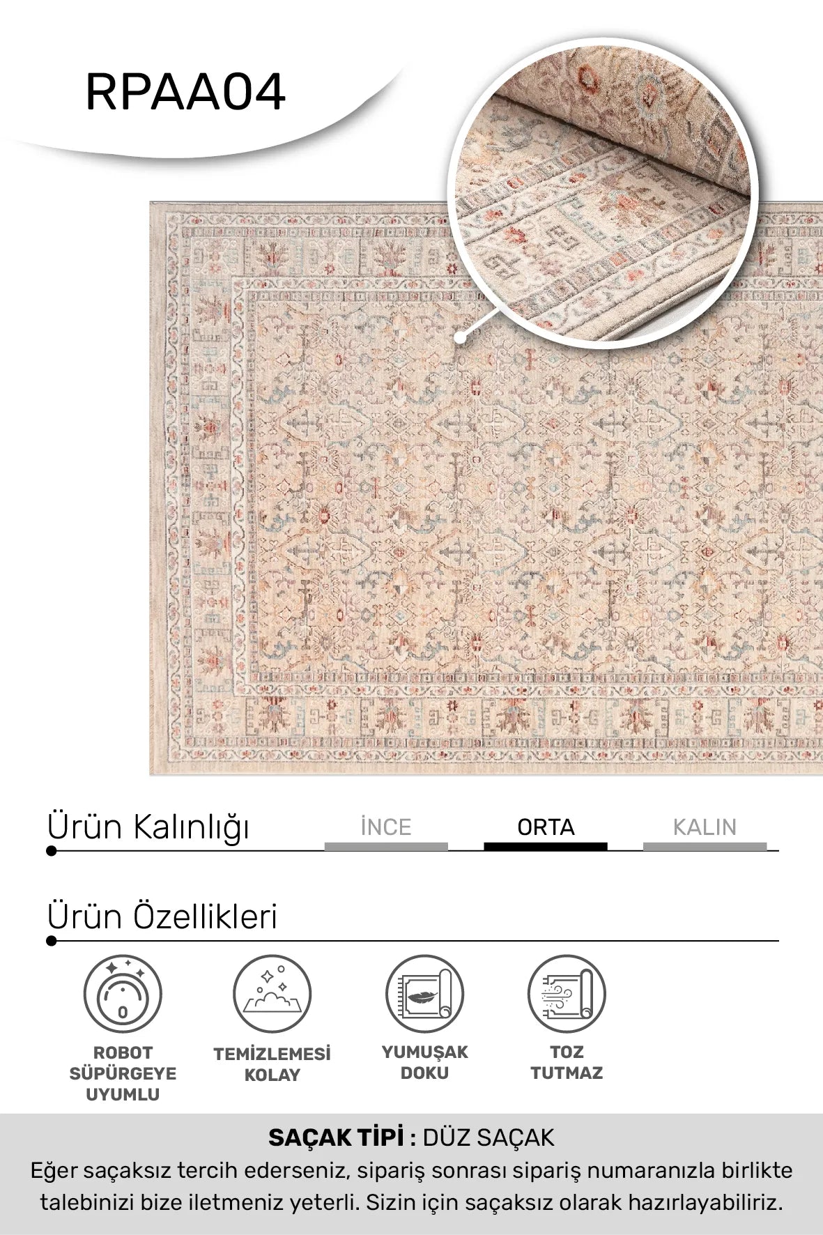 Oreni Bej Krem Madalyon Desenli Klasik Salon Halısı – mekânda kullanım