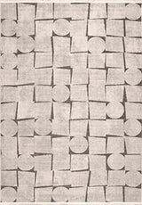 Orvan Gri Beyaz Geometrik Desenli Modern Salon Halısı