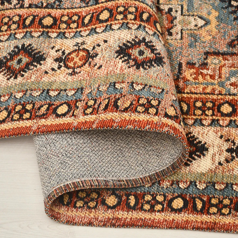 Torgin Turuncu Lacivert Etnik Geometrik Kilim – genel görünüm