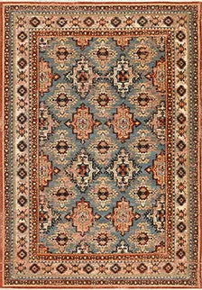 Torgin Turuncu Lacivert Etnik Geometrik Kilim – kenar detayı