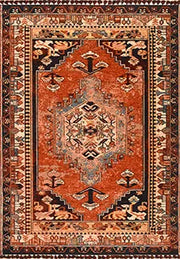 Torgin Etnik Stil Turuncu Lacivert Geometrik Kilim – arka yüz görünümü