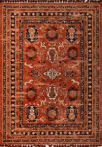 Torgin Kırmızı Lacivert Etnik Yolluk Kilim – arka yüz görünümü