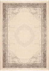 Blevra Beige Grey Medallion Pattern Classic Living Room Rug