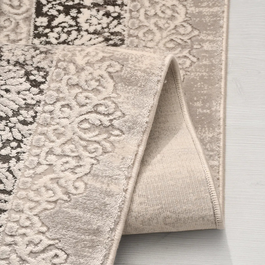 Blevra Bej Gri Soyut Desenli Modern Akrilik Halı