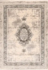 Alfombra Blevra moderna beige y gris de acrílico con diseño abstracto