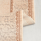 Blevra Cream Brown Classic Embossed Living Room Rug