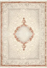 Blevra Beige Copper Floral Pattern Classic Living Room Rug