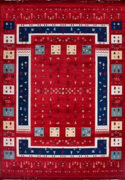 Ardun Kırmızı Lacivert Etnik Geometrik Kilim – kenar detayı