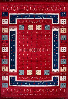 Ardun Kırmızı Lacivert Etnik Geometrik Kilim – kenar detayı