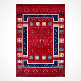 Ardun Red Navy Ethnic Geometric Kilim