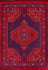 Ardun Red Navy Geometric Pattern Ethnic Rug