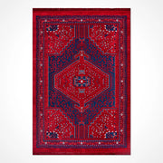 Ardun Kırmızı Lacivert Geometrik Desenli Etnik Halı