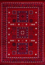 Ardun Red Navy Geometric Ethnic Living Room Rug
