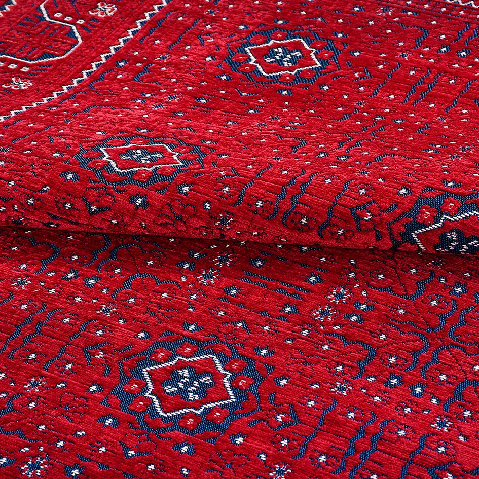 Ardun Kırmızı Lacivert Geometrik Desenli Etnik Kilim – detay görünümü