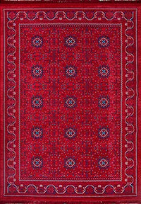 Ardun Kırmızı Lacivert Geometrik Desenli Etnik Kilim – kenar detayı