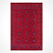 Ardun Kırmızı Lacivert Geometrik Desenli Etnik Kilim