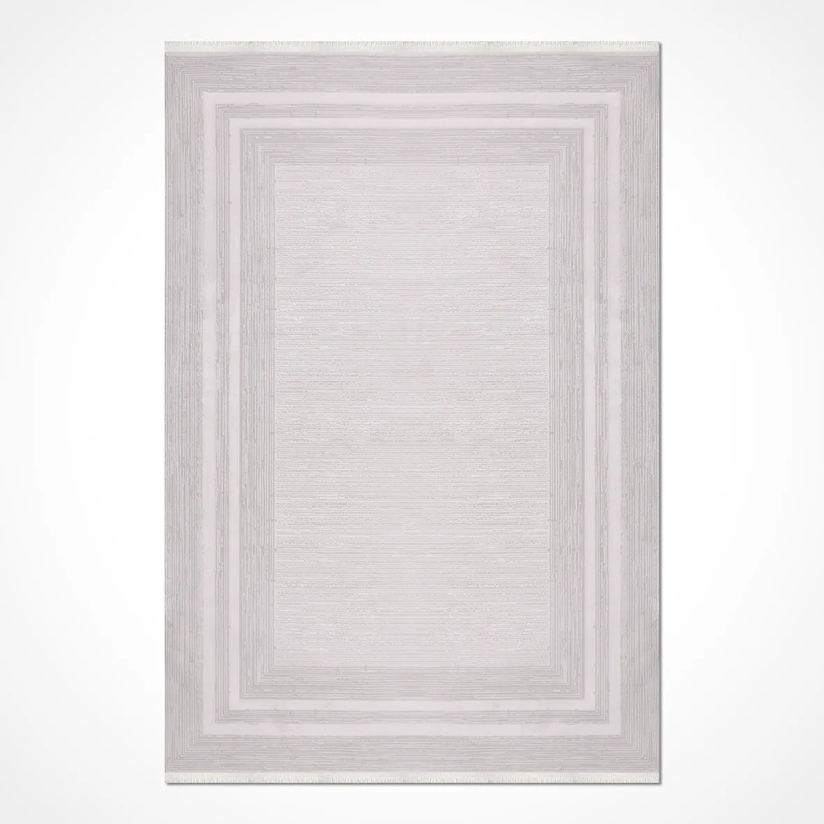 Luvora Açık Gri Beyaz Modern Geometrik Akrilik Halı