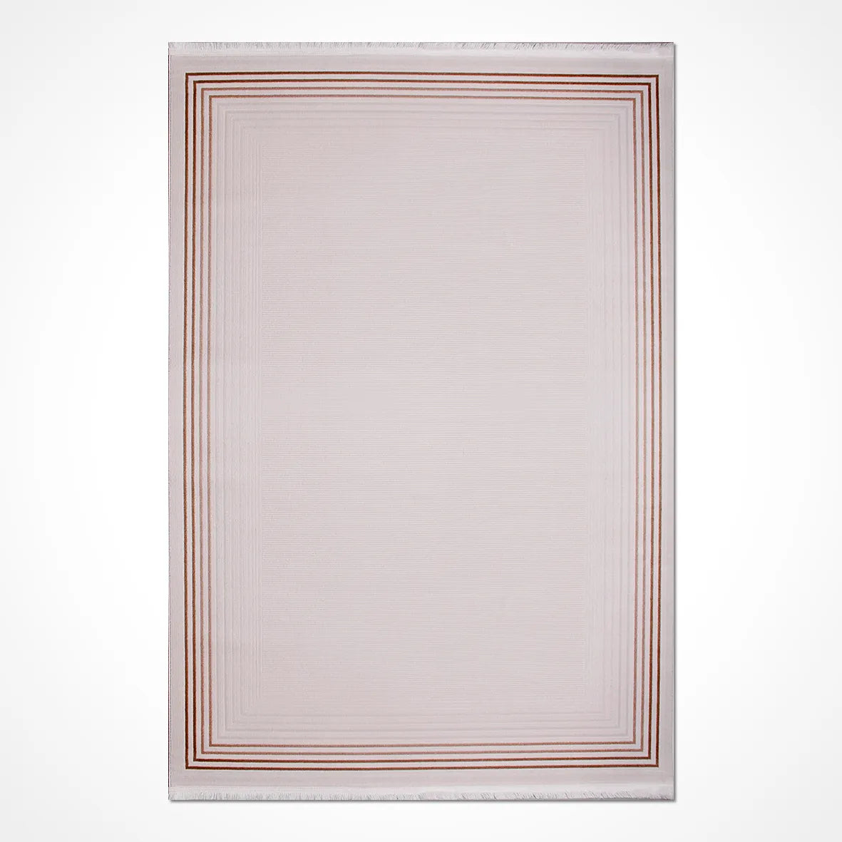 Luvora Beyaz Kahverengi Geometrik Desenli Modern Halı