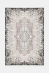 Tinva Modern Grey White Medallion Pattern Rug