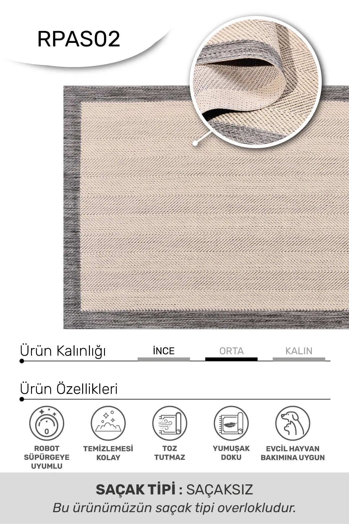 Kaelo Bej Gri Modern Geometrik Sisal Koridor Halısı – mekânda kullanım
