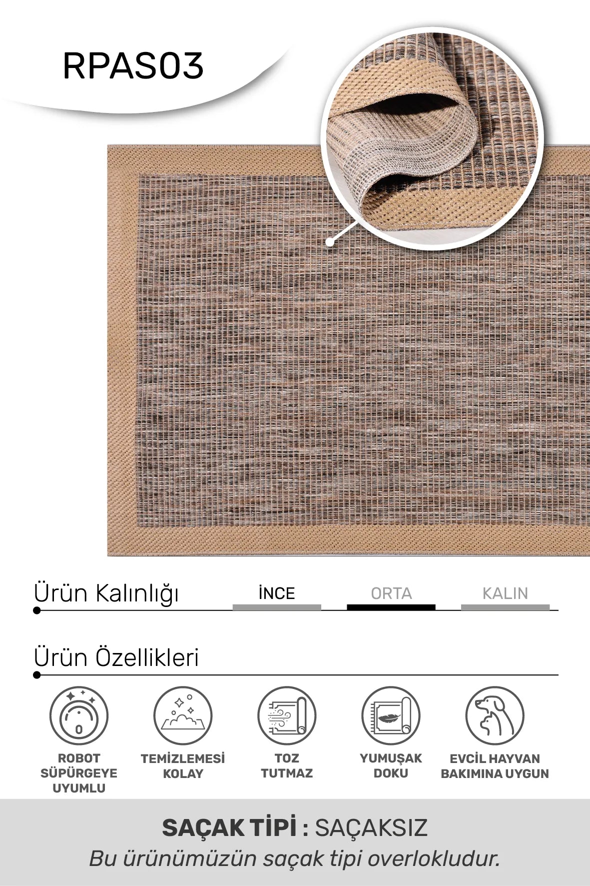 Kaelo Bej Kahverengi Modern Geometrik Dokulu Halı – detay görünümü