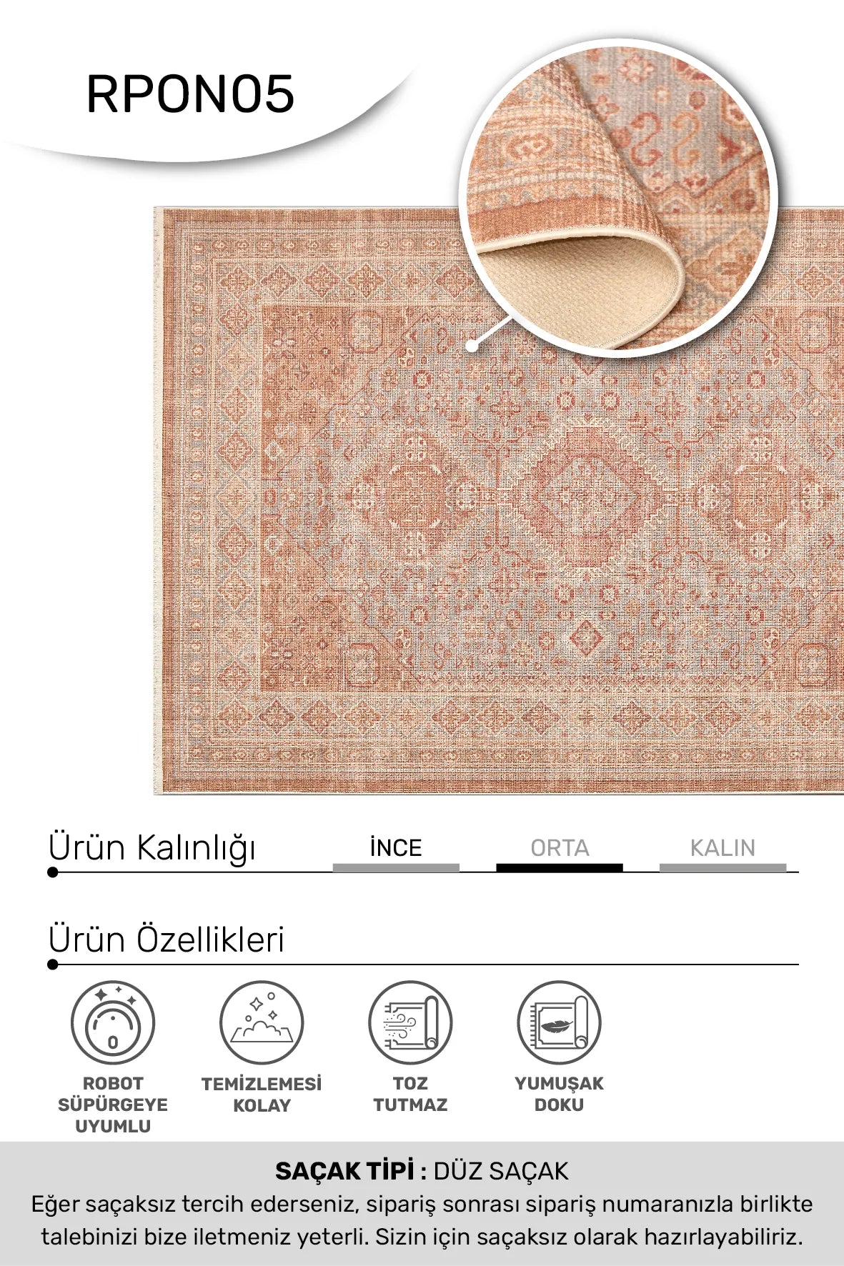Orvan Turuncu Gri Geometrik Desenli Salon Halısı – mekânda kullanım