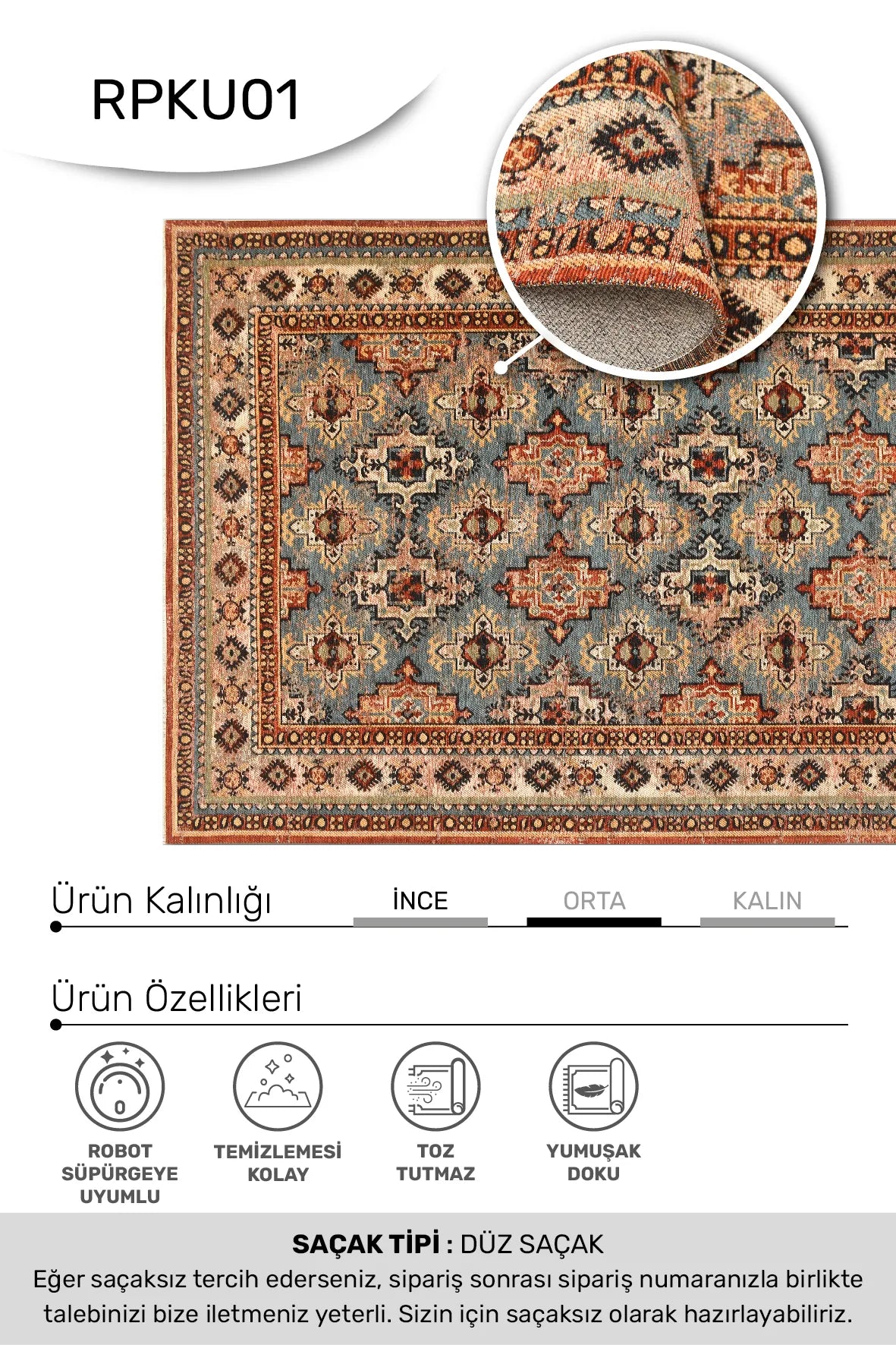 Torgin Turuncu Lacivert Etnik Geometrik Kilim – mekânda kullanım