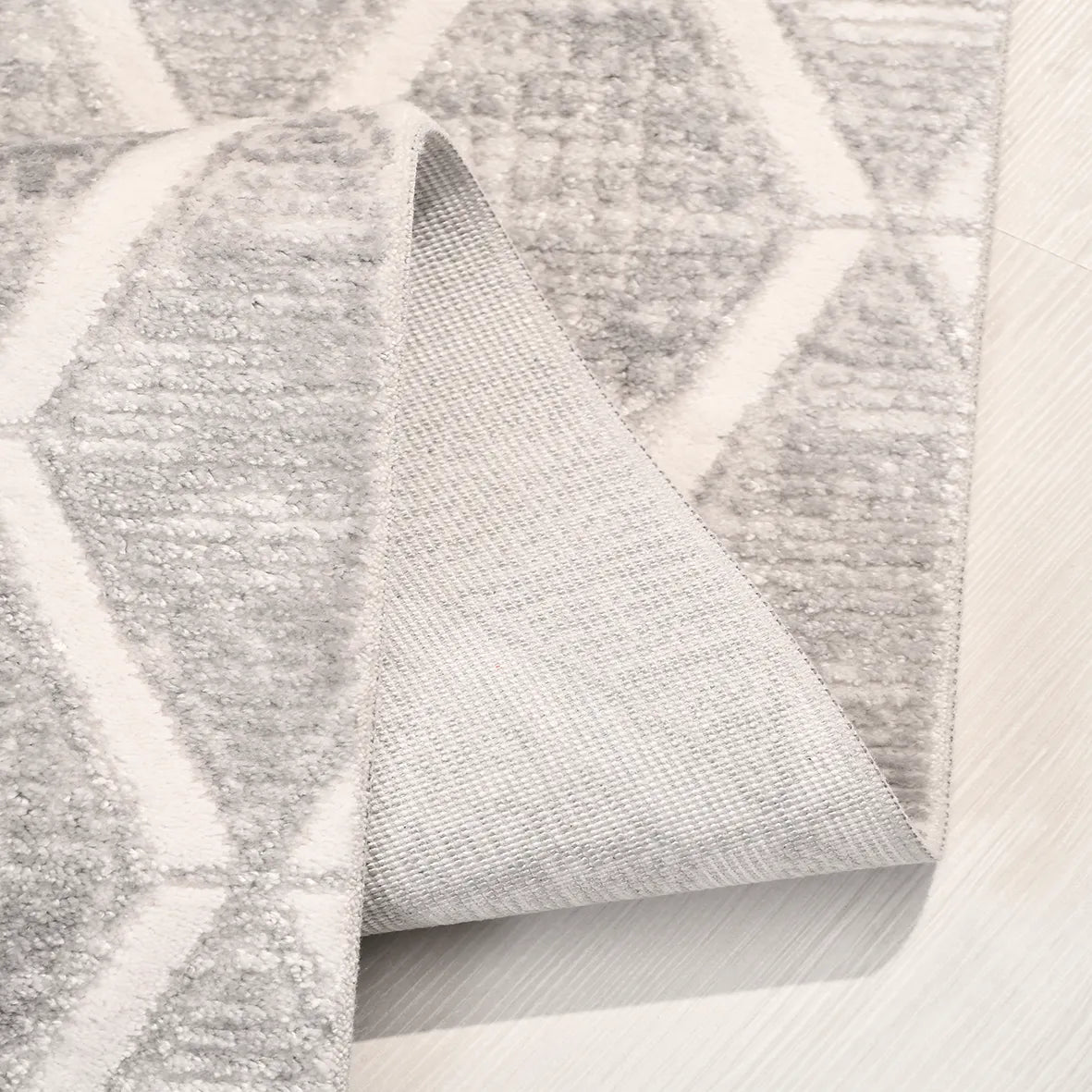 Linek Gri Beyaz Geometrik Desenli Modern Halı