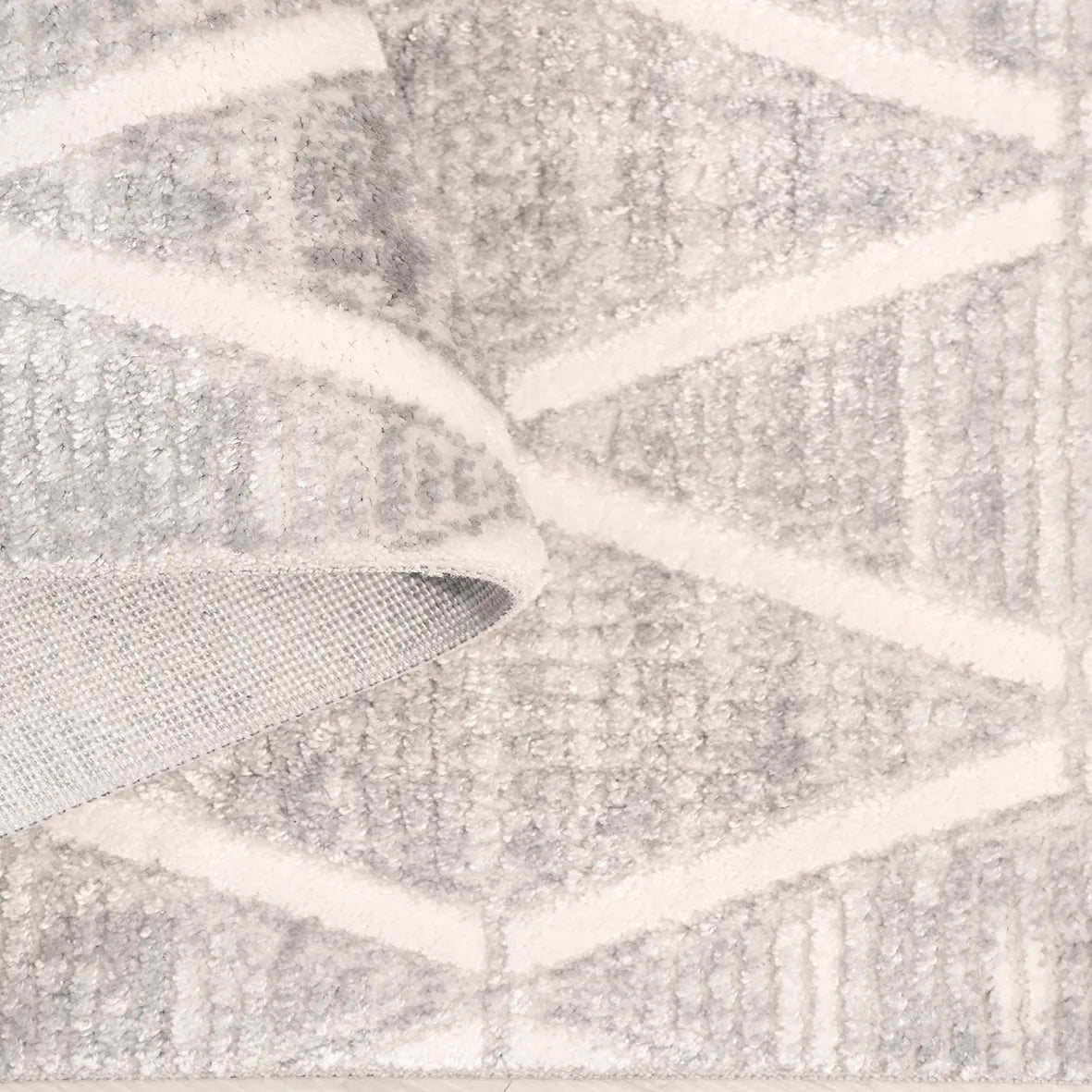 Linek Gri Beyaz Geometrik Desenli Modern Halı – doku yakın çekim