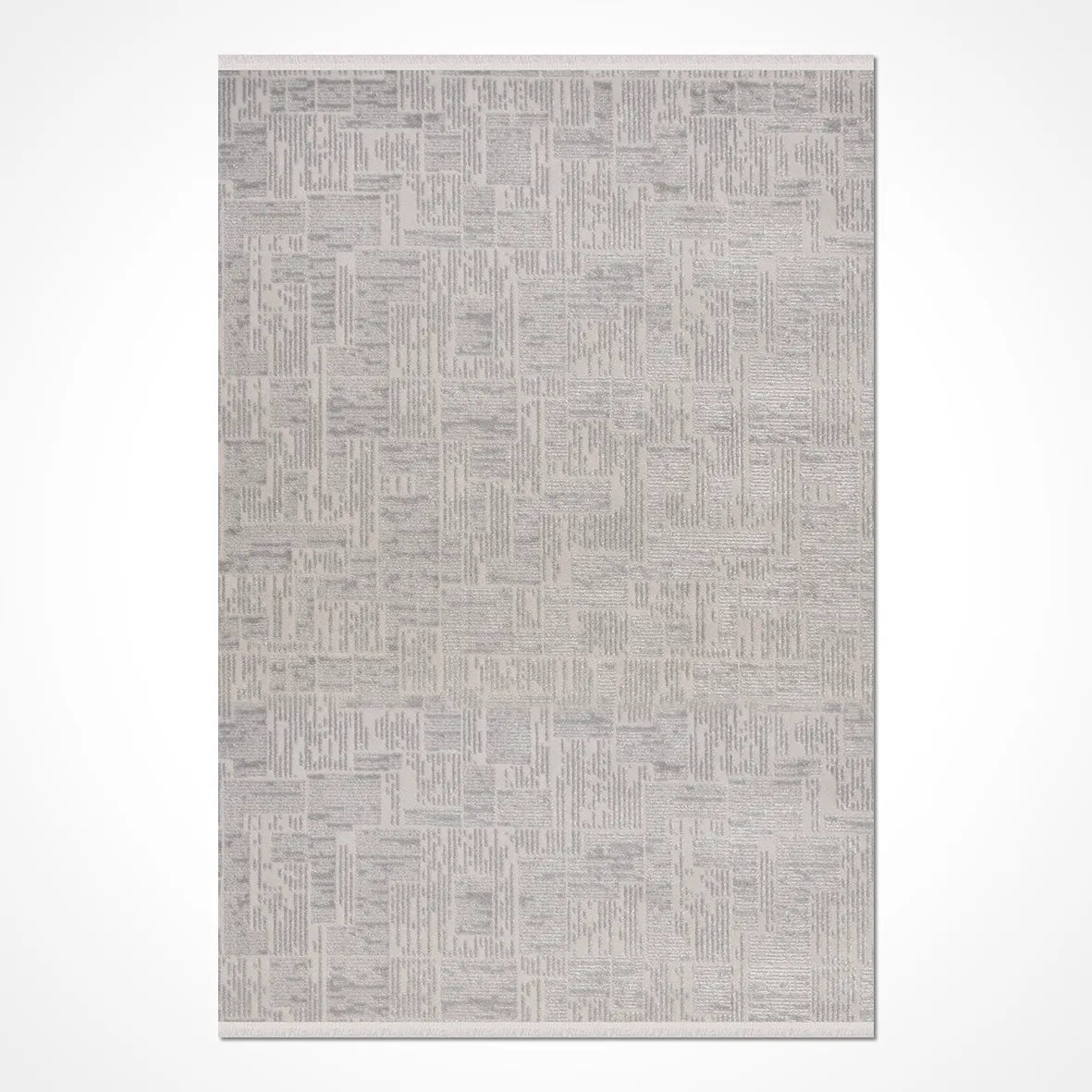 Linek Koyu Gri Bej Geometrik Desenli Modern Halı – mekânda kullanım