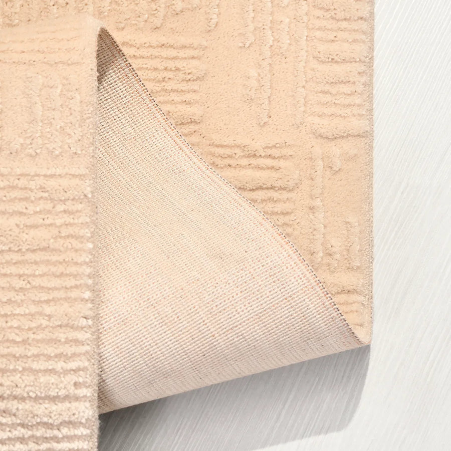 Linek Bej Krem Geometrik Desenli Modern Salon Halısı