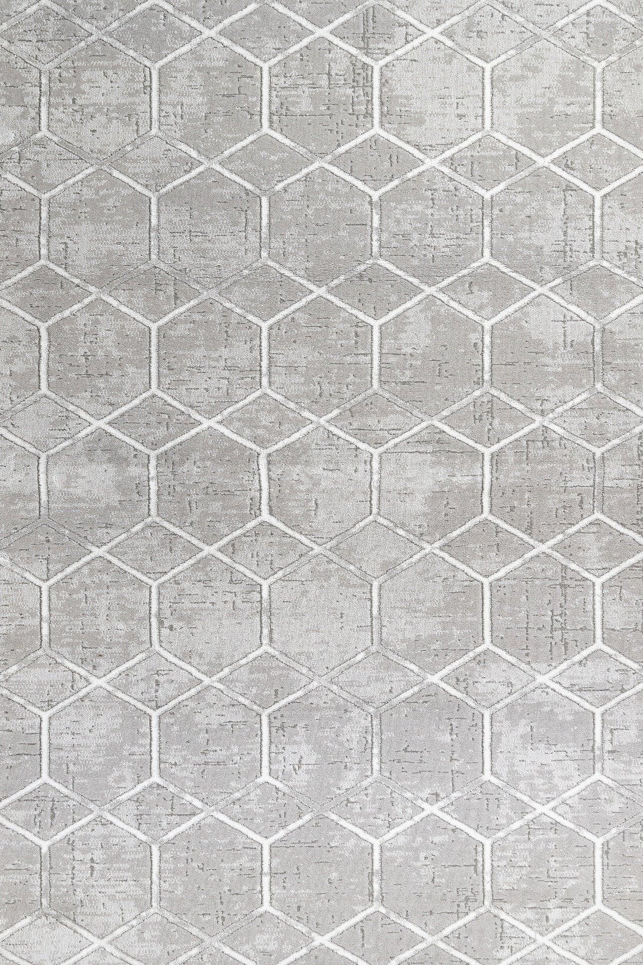 Gri Baklava Elmas Desenli Halı - Yıkanabilir - Kaymaz Taban - Pati Dostu