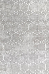 Light Grey White Modern Geometric Living Room Rug 1804 - Cotton