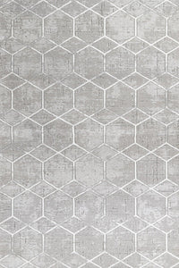 Waschbarer Teppich in Hellgrau mit geometrischem Muster