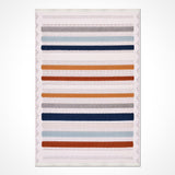 Cream Light Grey Bohemian Striped Living Room Rug