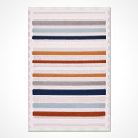 White Carpet with Multicolored Striped Pattern