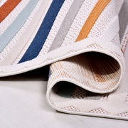 Krem Çizgili Polyester Makine Halısı