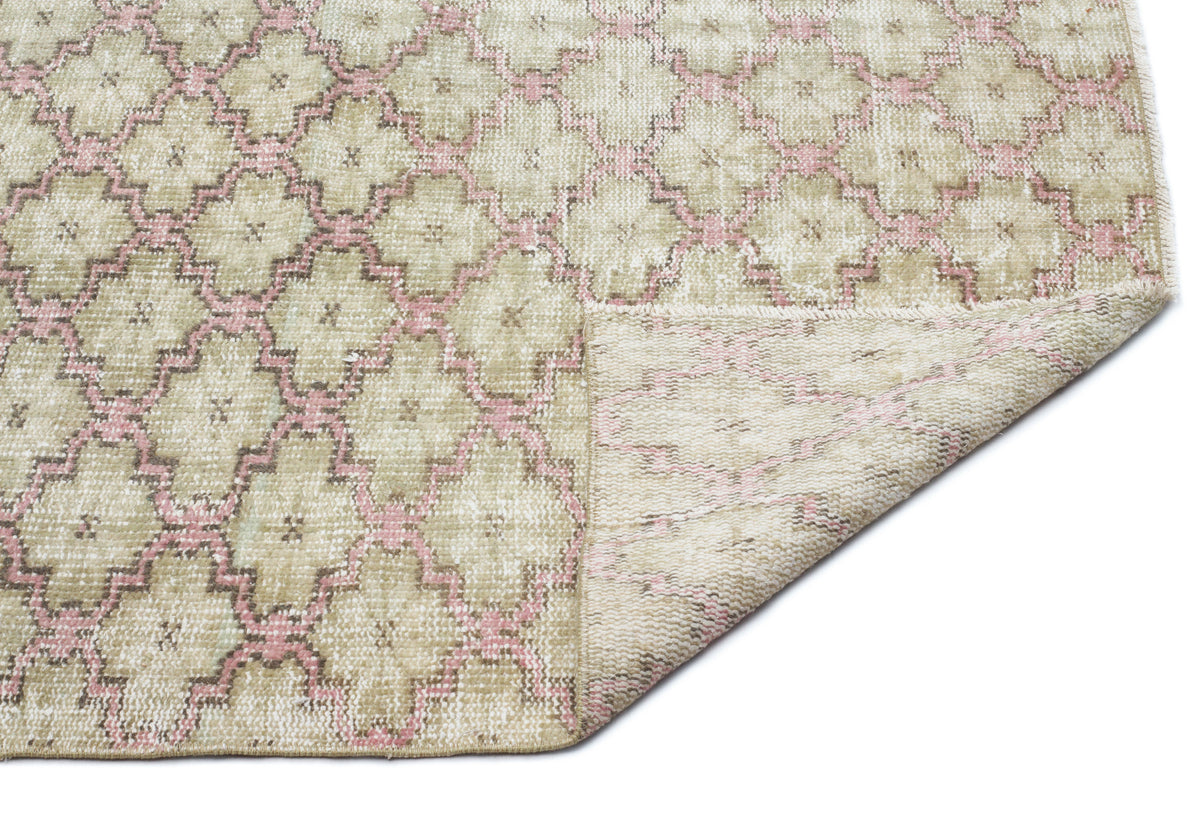 Tirena Bej ve Pembe Geometrik Desenli El Dokuma Halı 167x255 cm – detay görünümü