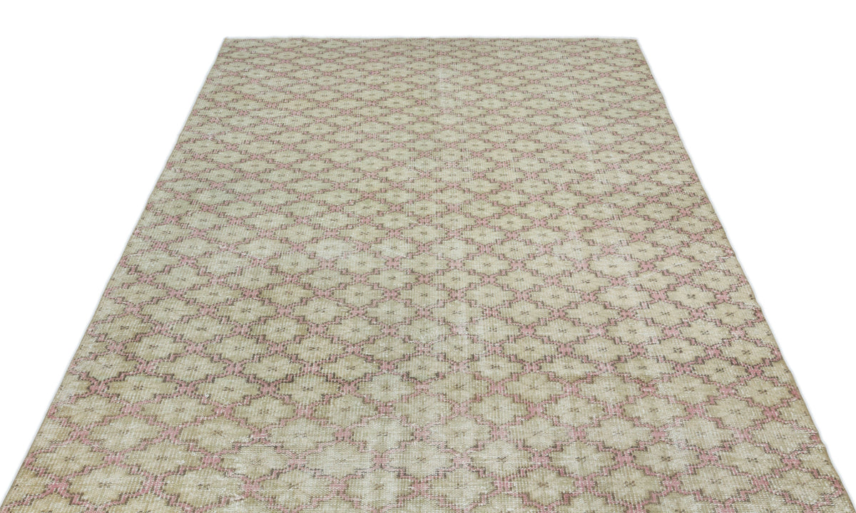 Tirena Bej ve Pembe Geometrik Desenli El Dokuma Halı 167x255 cm – detay görünümü