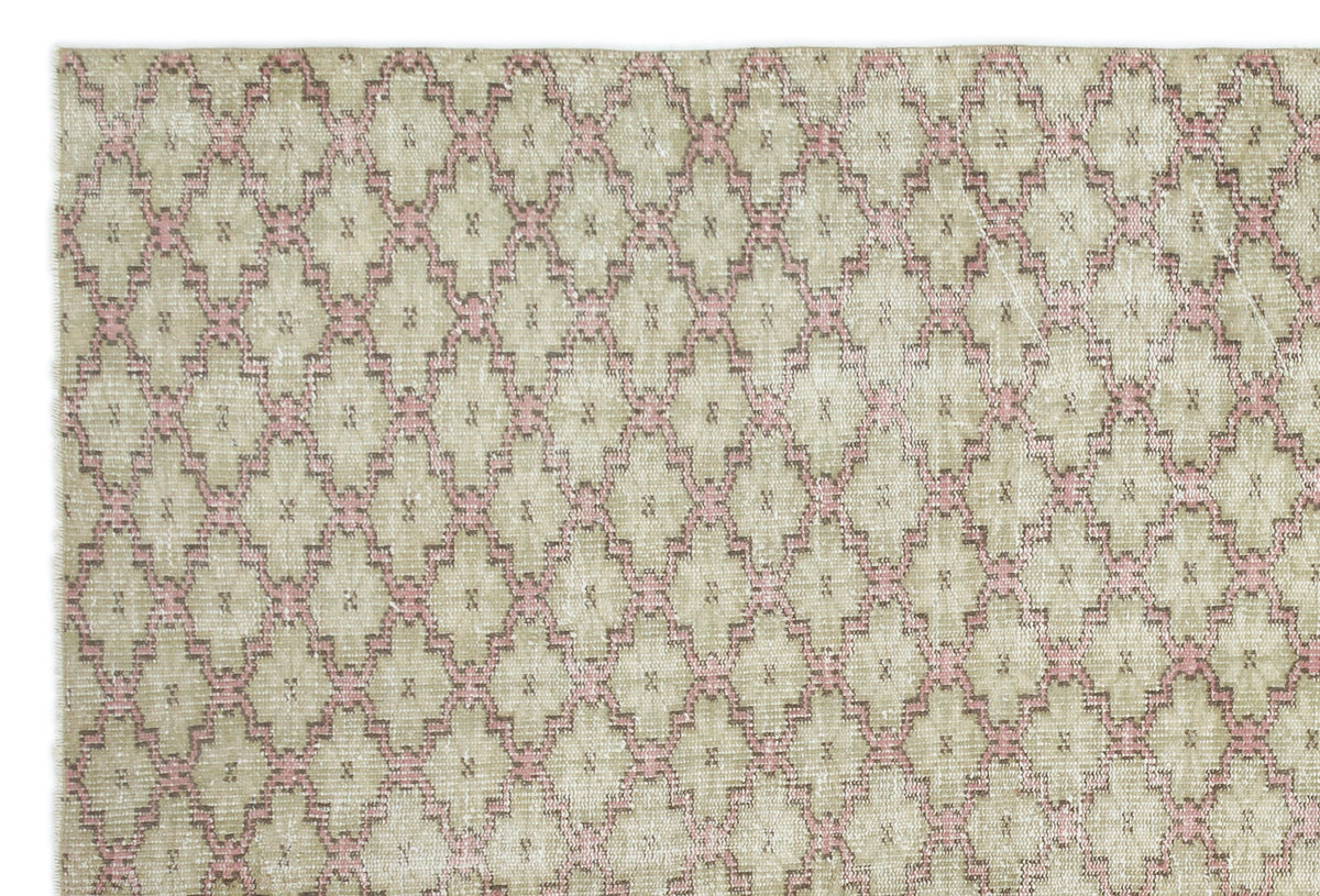 Tirena Bej ve Pembe Geometrik Desenli El Dokuma Halı 167x255 cm – detay görünümü