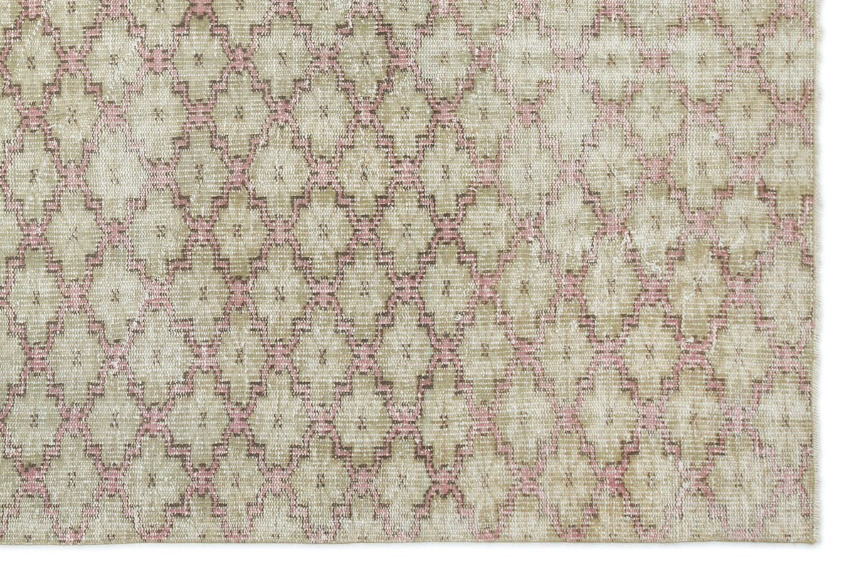 Tirena Bej ve Pembe Geometrik Desenli El Dokuma Halı 167x255 cm – detay görünümü