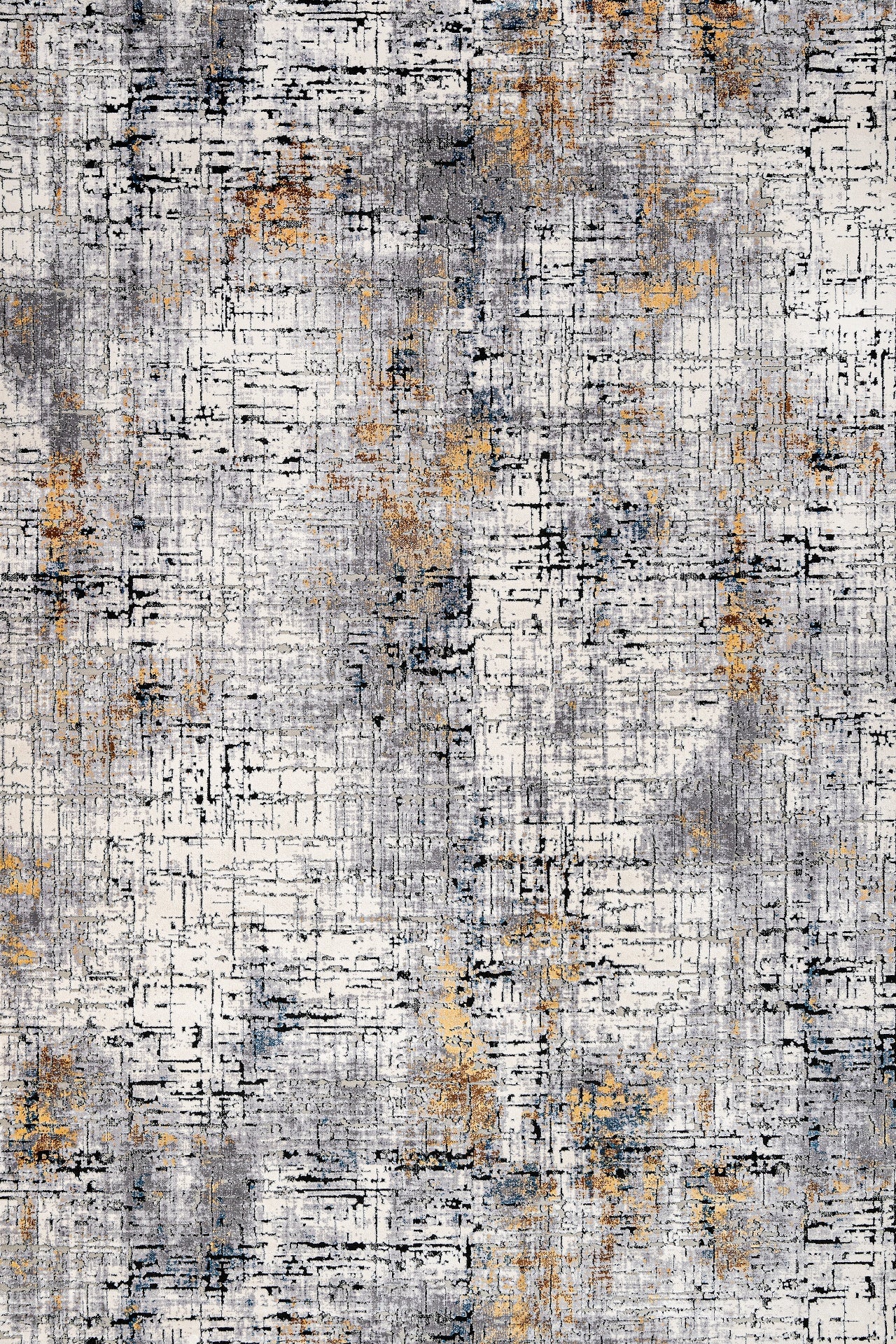 Gold Gri Dekoratif Dokulu Halı - Yıkanabilir - Kaymaz Taban - Pati Dostu